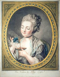 Vrouw met kopje koffie (Louis-Marin Bonnet, 1774)
