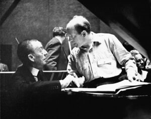 Rachmaninov met Ormandy tijdens een repetitie met het Philadelphia Orchestra